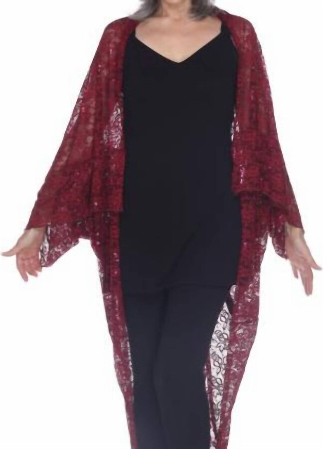 One Essence Sasha Sequin 3-Way Wrap Coverup In Burgundy