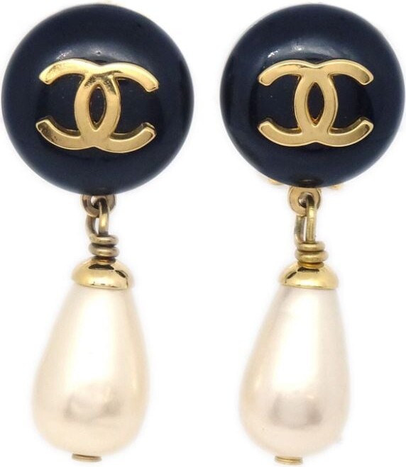 chanel logo dangle earrings
