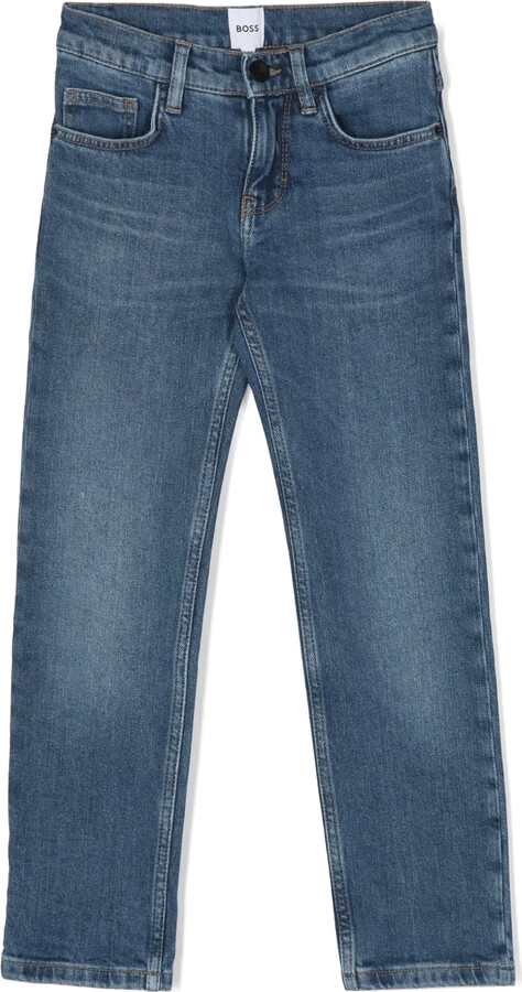 BOSS Kidswear Logo-Embossed Straight-Leg Jeans