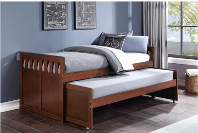 Red Barrel Studio Bambie Dark Cherry Youth Transitional Twin Over Twin Bedroom Set Twin 4 Piece: Bed Dresser Mirror Nightstand