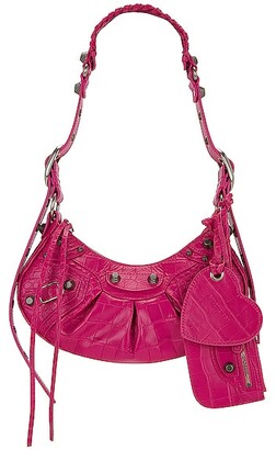 ショルダーバッグ・ポシェット BALENCIAGA FUCHSIA LEATHER LE CAGOLE XS SHOULDER BAG BALENCIAGA Le Cagole XS studded crinkled-leather shoulder