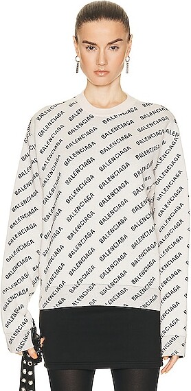 Balenciaga Logo Knit Sweater in White - ShopStyle