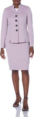 Le Suit Women's Button Front Novelty Jacket Skirt Suit Set