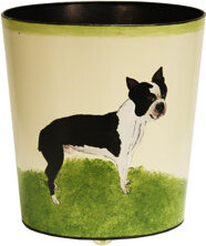Worlds Away Boston Terrier Waste Basket