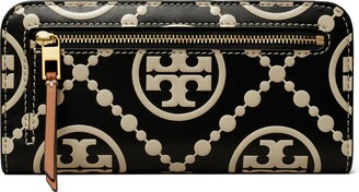 ★ToryBurch★T MONOGRAM CONTRAST EMBOSSED ZIP SLIM WALLET Tory Burch T Monogram Contrast Embossed Zip Slim Wallet