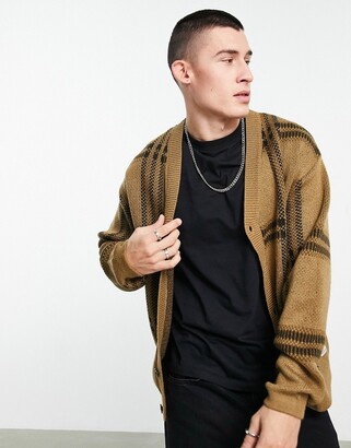 Jack and Jones Originals checked cardigan in brown - ShopStyle