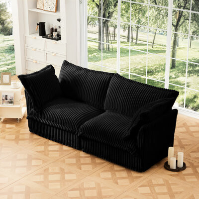 Latitude Run Removable - Corduroy Fabric For Families With And Pets Flexible 2 Upholstered Sectional Versatile Setup