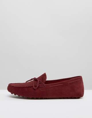 ASOS Driving Shoes In Burgundy Faux Suede