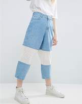 Thumbnail for your product : ASOS Broderie Insert Jeans In Lightblue Wash
