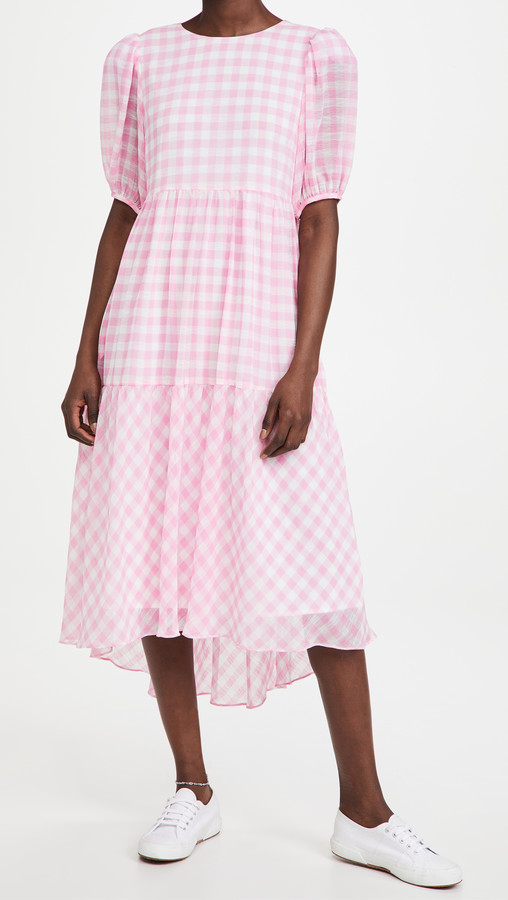 Ladies pink gingham dress Clearance