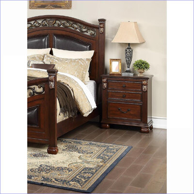 Latitude Run Traditional Cherry 2-Drawer Rubber Wood Nightstand Bedroom Side Table