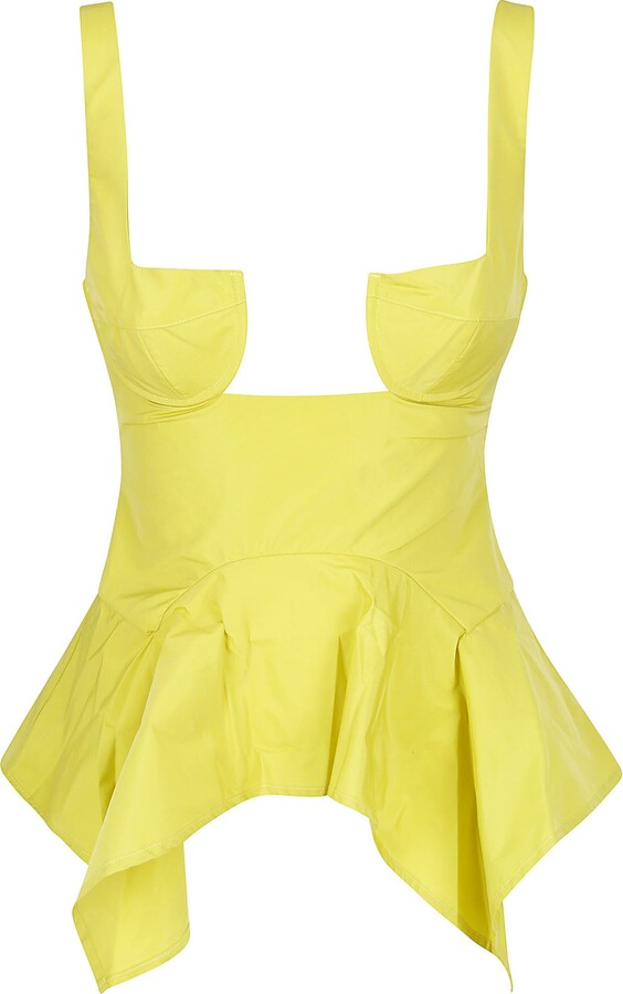 Marques' Almeida Strap Corset Top With Waist Flounce In Yellow
