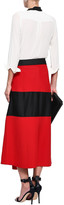 Thumbnail for your product : Amanda Wakeley Belted Paneled Cloque And Satin Midi Skirt