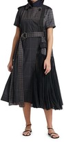 Thumbnail for your product : Sacai Glencheck Mix Belted Midi Dress