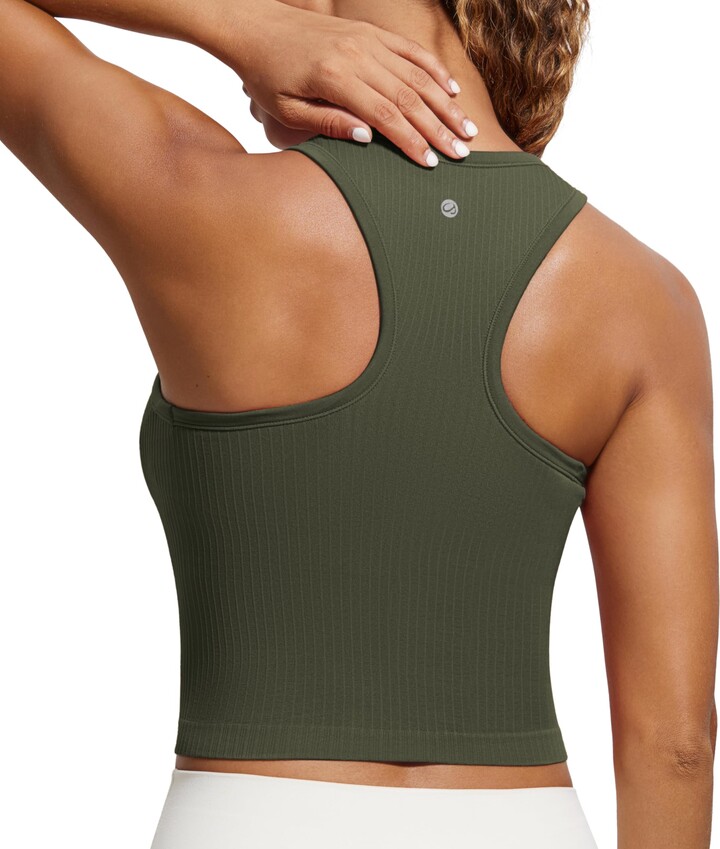 icyzone Women's Yoga Tank Top Built in Bra - Strappy Sports Vest