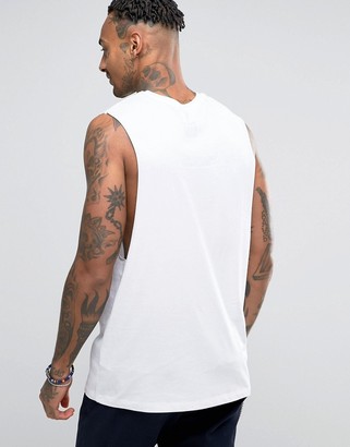 ASOS Muhammed Ali Sleeveless T-Shirt With Dropped Armhole In White