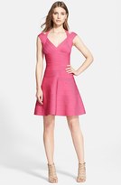 Thumbnail for your product : Herve Leger Cap Sleeve Fit & Flare Dress