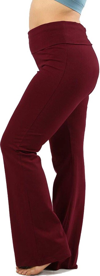 Zenana Women's Plus Size Stretch Cotton Fold Over Waist Flare Leg Yoga  Pants - Red - XXXL - ShopStyle