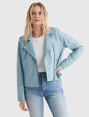 light blue suede moto jacket