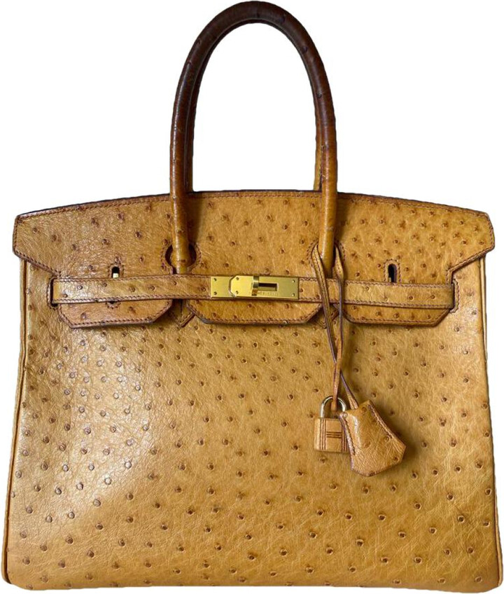 Kelly 32 ostrich handbag Hermès Beige in Ostrich - 30099180