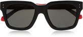 Thumbnail for your product : Linda Farrow Square-frame acetate and elaphe sunglasses
