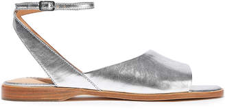 Halston Meg Metallic Textured-leather Sandals