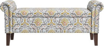 Storage - Flip Top Bench, Floral Upholstery 24.87 In. Height , Pattern, Hardwood Frame, Interior Space