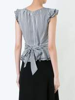 Thumbnail for your product : GUILD PRIME striped frilled cap sleeve blouse