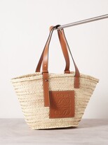 Thumbnail for your product : Loewe Anagram-logo Medium Leather-trim Raffia Basket Bag