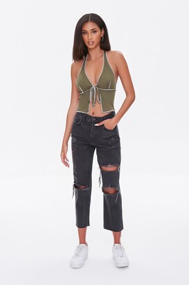 Forever 21 Topstitched Bow Halter Top