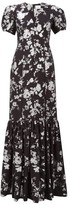 Thumbnail for your product : Erdem Rosetta Puff-sleeved Floral-brocade Gown - Black Silver