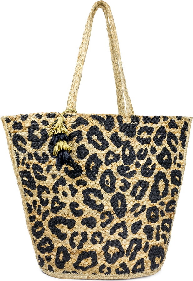 Magid Women’s Leopard Beach Tote Bag with Tassel