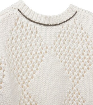 Brunello Cucinelli Loose knit cotton argyle sweater