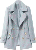 Thumbnail for your product : Choies Light Blue Lapel Double Breasted Woolen Coat