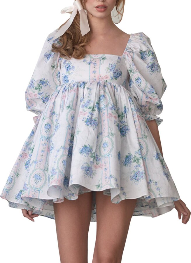 FeMereina Puffy Sleeve Prom Dresses for Women Tulle Evening Dress