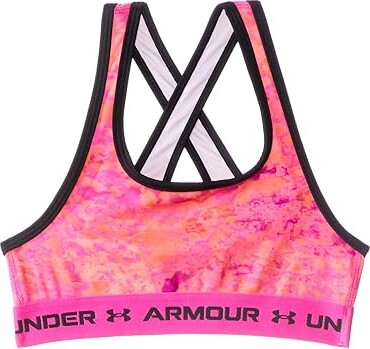 Under Armour Kids Under Armour Girls Cross-Back Mid Printed Sports Bra (Big  Kids) (Bubble Peach/Black) Girl's Lingerie - ShopStyle