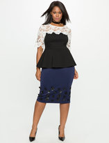 Thumbnail for your product : ELOQUII Floral Applique Pencil Skirt