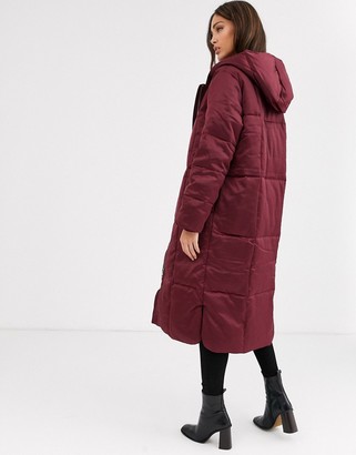 Asos Tall ASOS DESIGN Tall longline puffer coat in oxblood