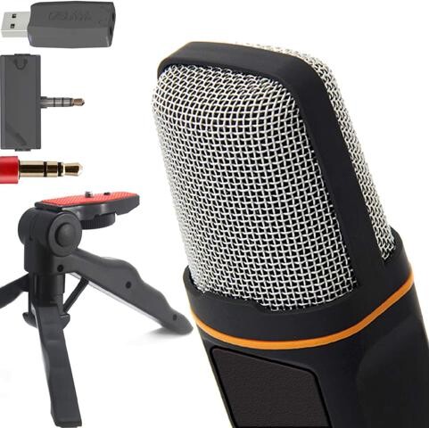 kolitt Professional Cardioid Condenser Microphone with Tripod Stand for PC, Laptop, iPhone, iPad, Android Phones, Tablets, xBox and YouTube Recording, Black