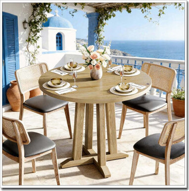 George Oliver Multipurpose Round Wood Compact Greeting Table