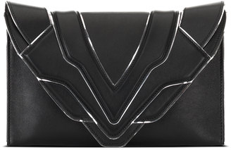 Elena Ghisellini Selina Silver Line Clutch Bag, Black/Silver Mirror