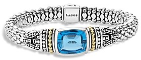 Lagos 18K Gold and Sterling Silver Caviar Color Bracelet with Swiss Blue Topaz