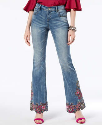 INC International Concepts Embroidered Flare-Leg Jeans, Created for Macy's