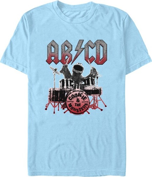 Sesame Street Men'sSesameStreetAB/CDCookieandtheMonstersT-Shirt-LightBlue-Medium