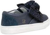 Thumbnail for your product : Miss Blumarine Bow Embellished Nappa Leather Sneakers