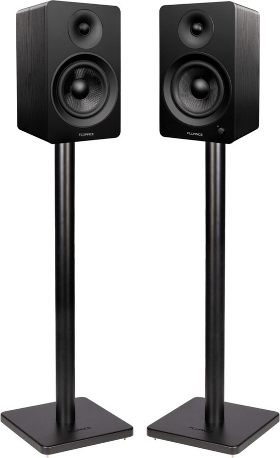 Fluance Ai61 Powered 2-Way 2.0 Stereo Bookshelf Speakers with Speaker Stands 6.5" Drivers 120W Amplifier for Turntable Bluetooth 5 Wireless Music