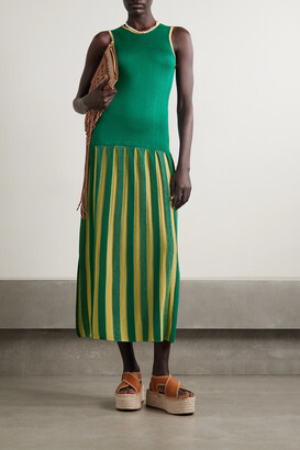 LUKHANYO MDINGI - Pleated Silk-blend Midi Dress - Green - ShopStyle