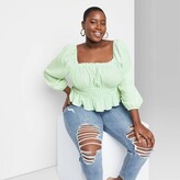 Thumbnail for your product : Wild Fable Women's Puff Long Sleeve Square Neck Smocked Waist Top - Wild FableTM