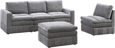 Latitude Run Modular Living Room 5pc Mink Suede Fabric Pillow Top Seat And Triple Layer Cushion For Gymnasium 5pc Contemporary Sectional Seating Cushions