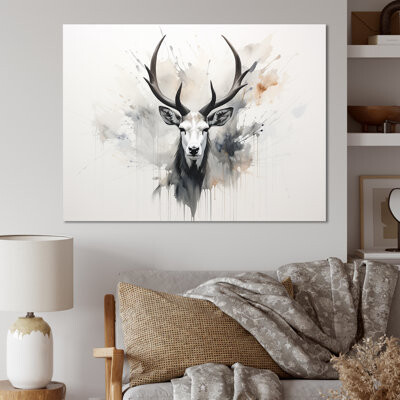 Design Art Minimalism Black And White Antelope Ibex II - Antelope Wall Decor_106407